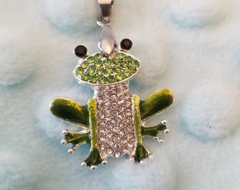 Frog rhinestone necklace frog pendant frog charm necklace