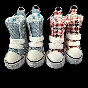 Sneaker Earrings-Mini Sneaker Earrings in Denim – Fun Novelty Dangle Jewelry