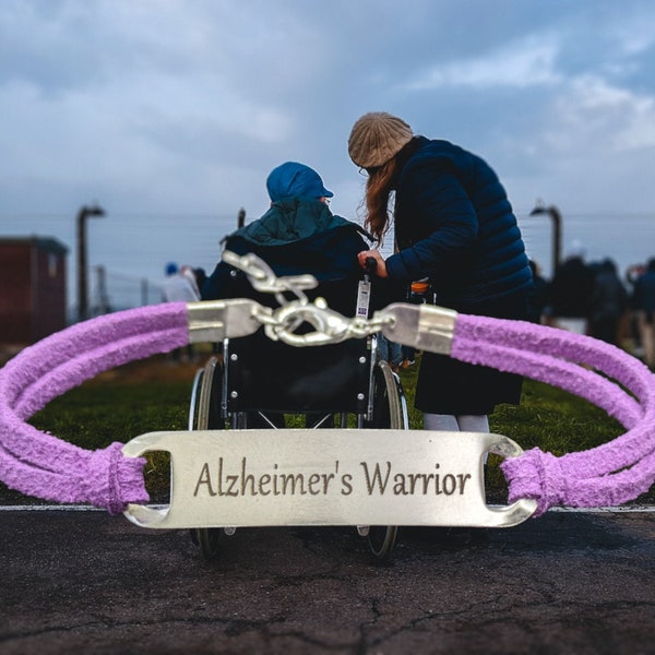 Handcrafted Alzheimer's Warrior Bangle Bracelets in Purple - Shine a Light on Alzheimer's