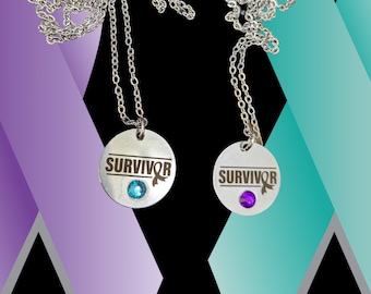 Collar de acero inoxidable "Survivor": Joyas de empoderamiento con gema