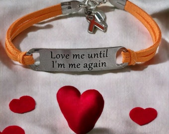 Pulsera MS Warrior: acero inoxidable grabado a láser con gamuza sintética naranja