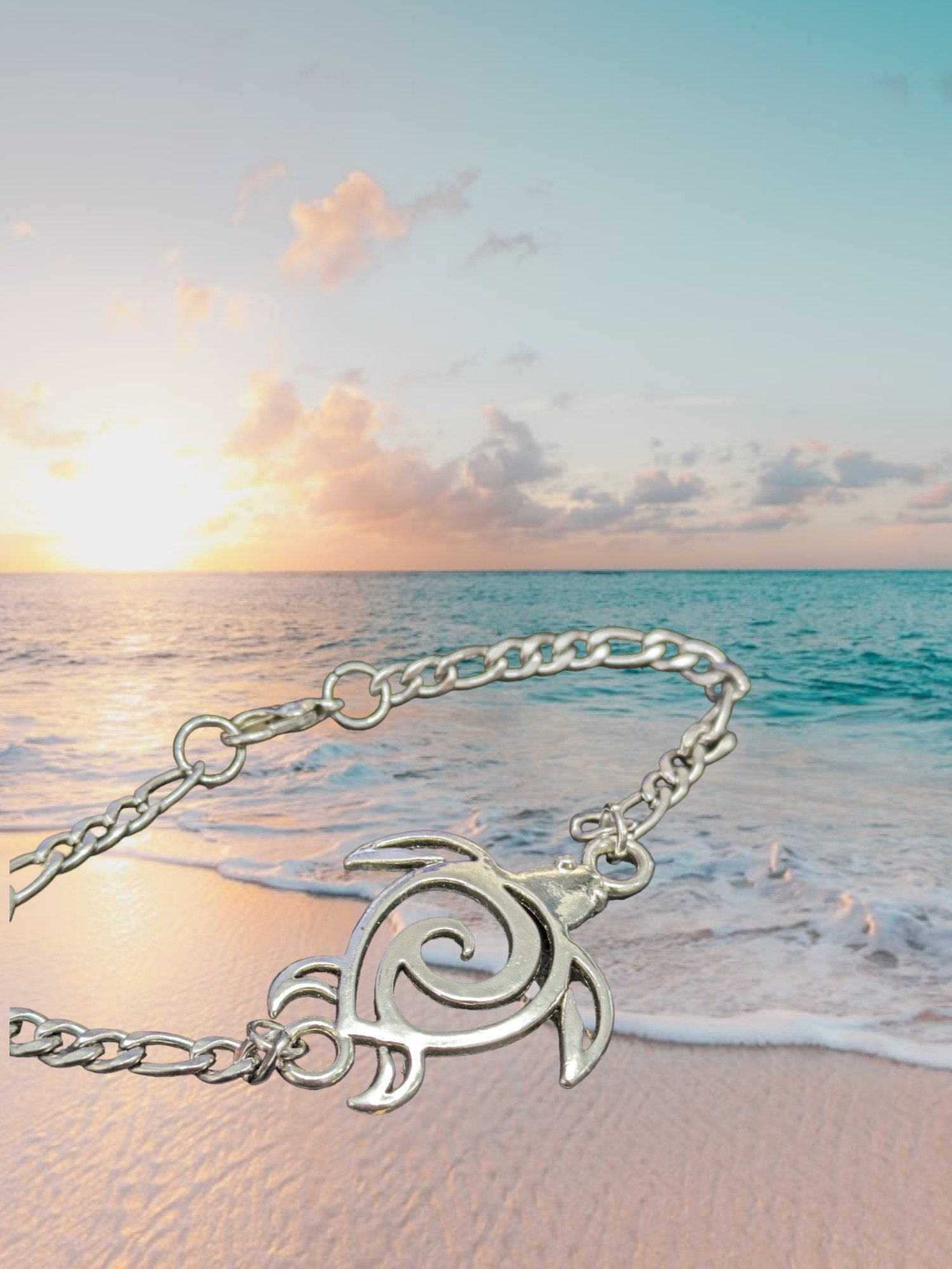 Bracciale Regolabile Con Tartaruga E Pesce In Zircone | Gioiello A Tema Marino | SJA4597 - 2