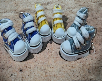 Denim Sneaker Dangle Earrings: Novelty Shoe Earrings