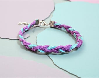 Braided Faux Suede Bracelet in Purple & Teal – Suicide Prevention Awareness