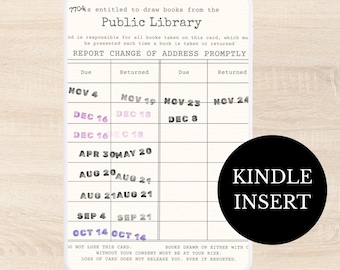 Vintage Library Card Kindle Cover Insert