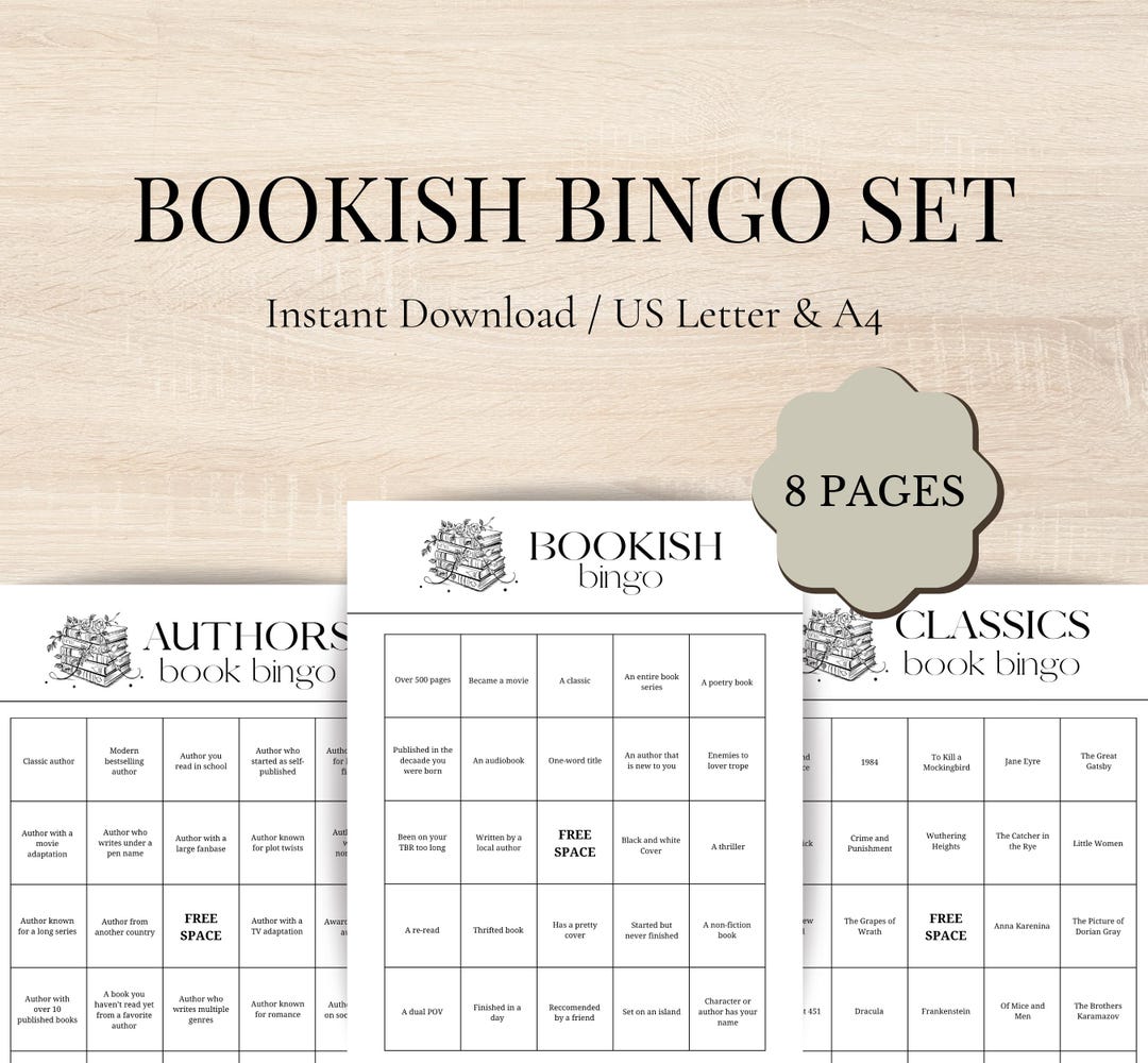 Book Bingo Printable Set | Book Club Reading Challenge (PDF Download ...