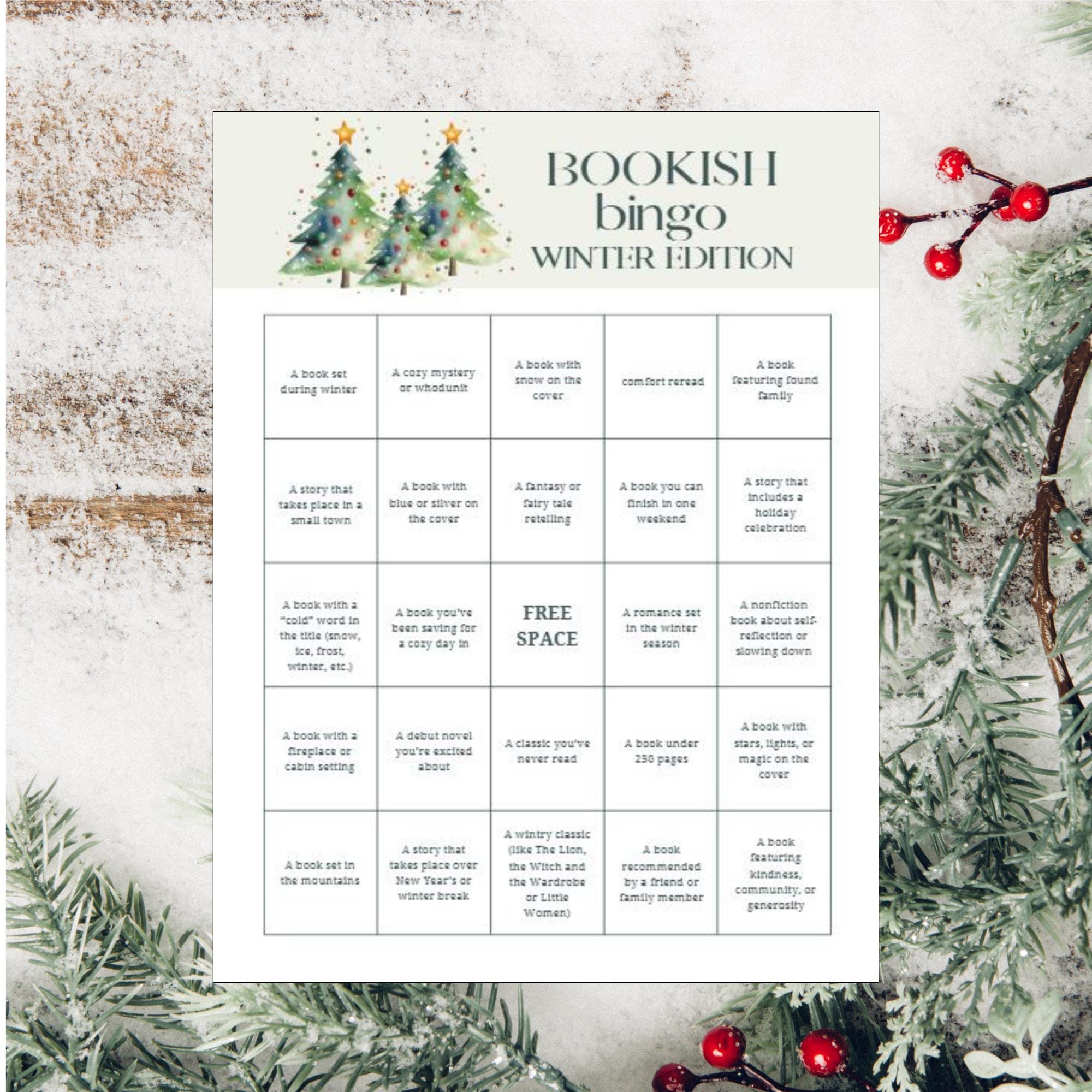 Winter Book Bingo Printable: TBR Reading Challenge Game for Book Lovers ...