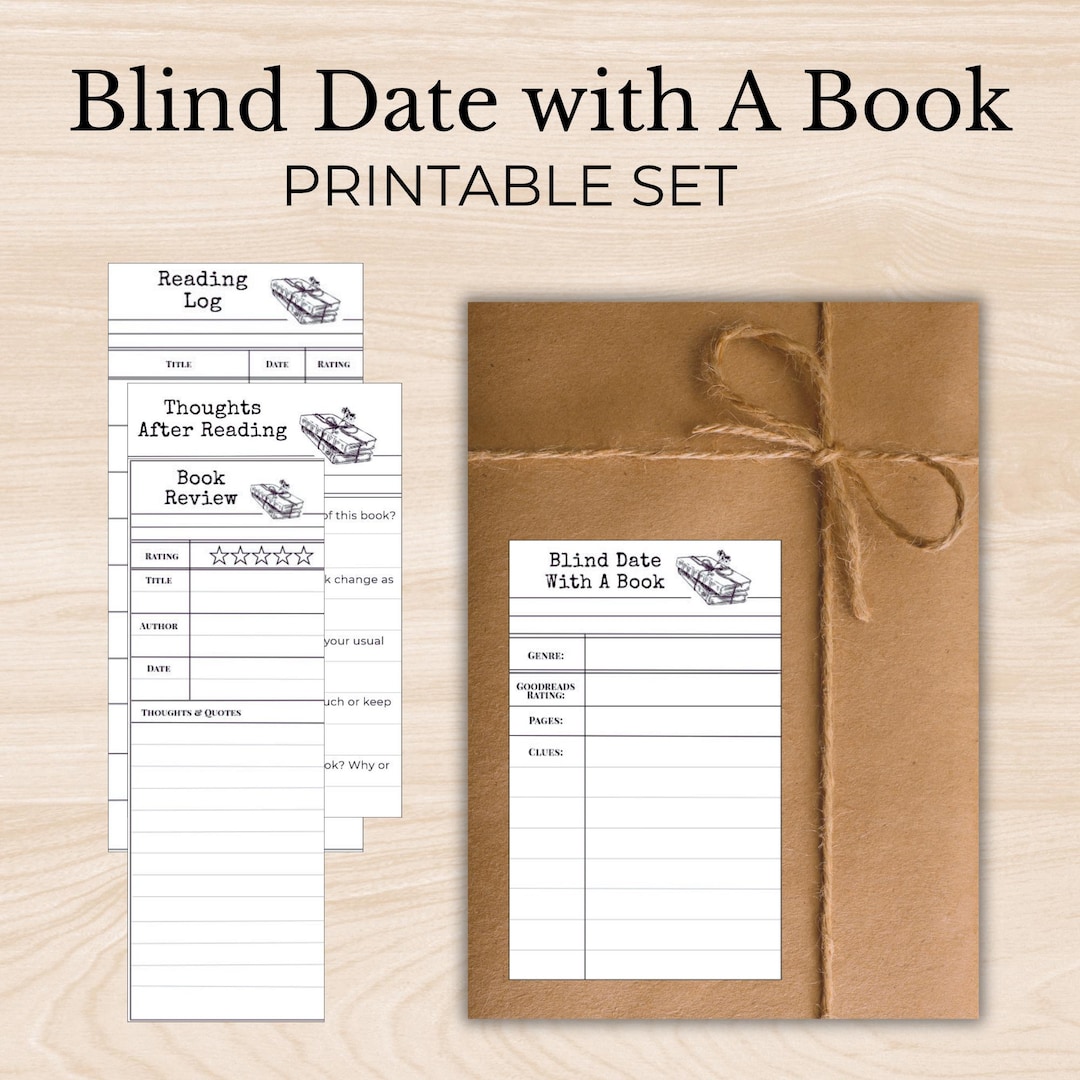Blind Date With a Book Printable Set Vintage Library Aesthetic Book