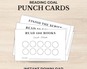 Reading Challenge Punch Cards Printable | Reading Tracker | Book Journal Insert | Instant Download PDF