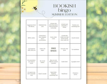 Summer Book Bingo Printable: TBR Reading Challenge Game for Book Lovers