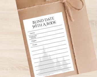 Mystery Blind Date with a Book Printable | Book Swap Tag | Mystery Book Club | Forest Design