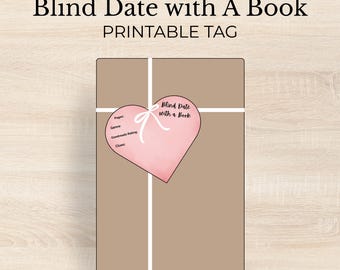 Valentine's Day Blind Date with a Book Tag Printable | Genre, Clues, Goodreads Rating | Book Swap Gift Tag | Book Club Activity PDF
