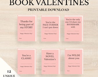 Book Valentine Cards Printable | Literary Galentine’s Day Cards for Book Lovers & Book Club Gifts