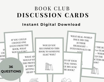 Book Club Question Cards Printable (Digital Download) | 36 Reading Prompts
