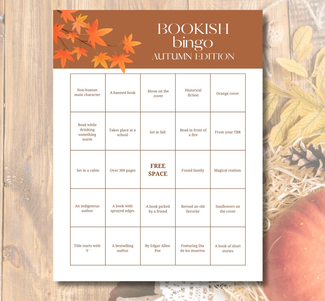 Fall Bookish Bingo Printable: Autumn TBR Reading Challenge Game for ...
