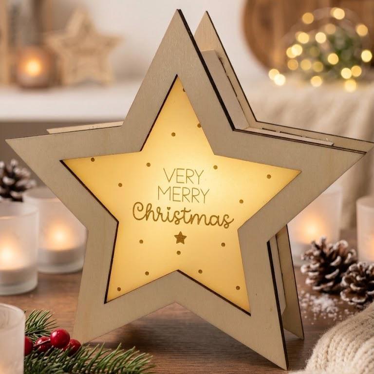 Weihnachtsstern holz mit beleuchtung