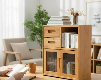 Bamboo Kitchen Countertop Cabinet | Pantry Storage with Drawers
