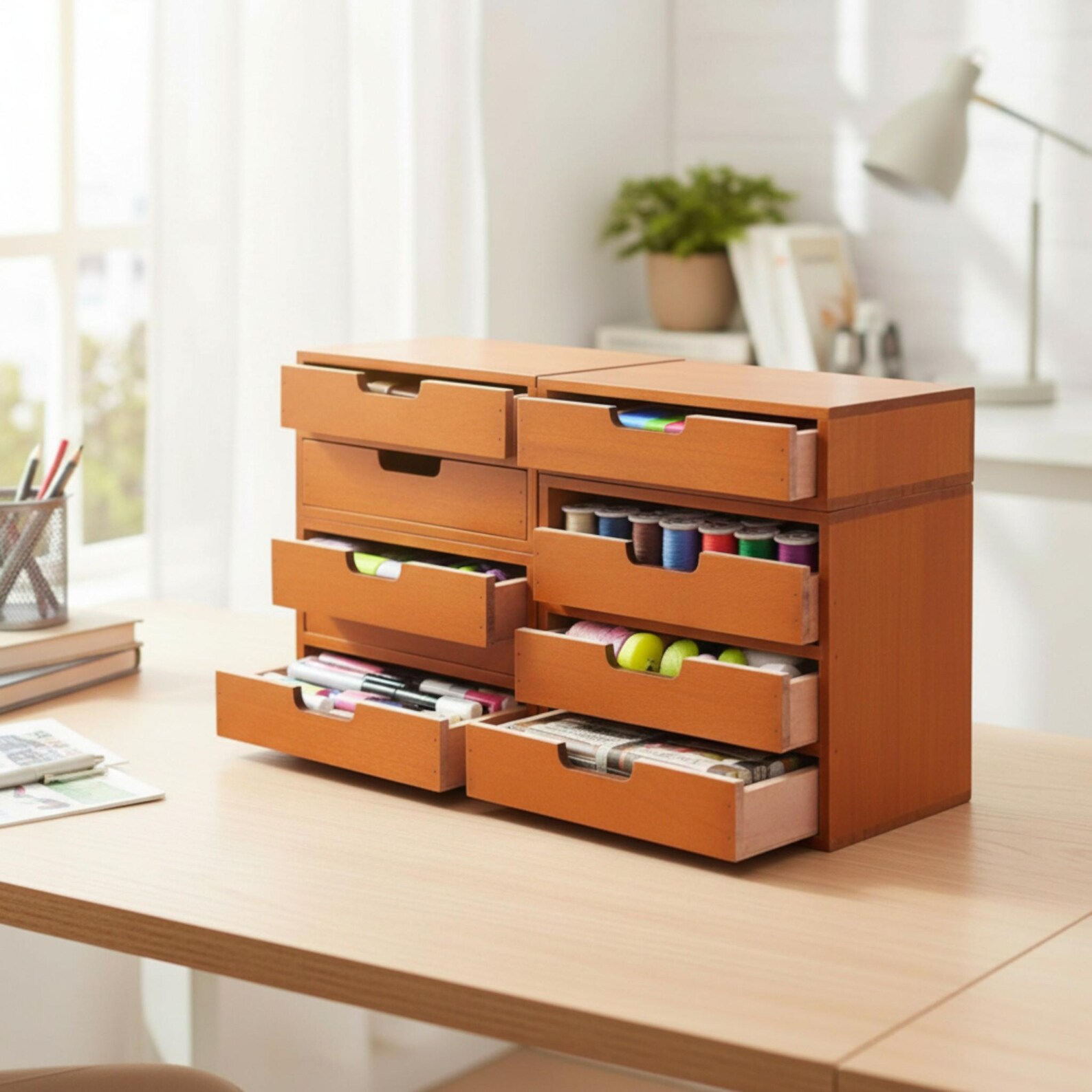 Wooden Desktop Storage Cabinet | 4-drawer Organizer for Office, Bedroom ...