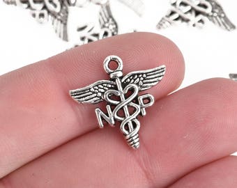 10 Silver NP Charms Nurse Practitioner 20mm chs4178