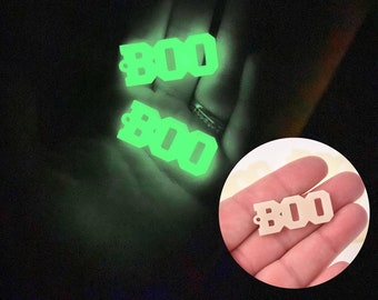 BOO Glow in the Dark Charms, Halloween Glowing Pendants, Spooky! chs8256