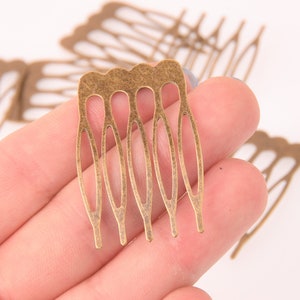 10 Bronze Hair Comb Blanks, hair barrette blanks, hat fascinators, 1-3/4&quot; long, fin1241