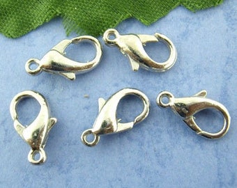 10 pcs Antique SILVER Tone Lobster Clasps . 12mm x 6mm  fcl0036a