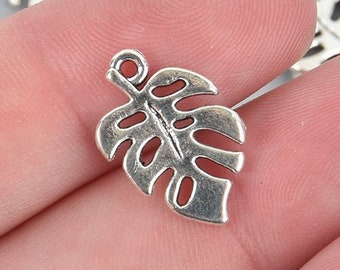 50 Silver Monstera Leaf Charms 20mm chs5021b