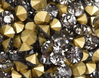 50 4mm crystals, ss17 pp32 Chaton Crystals, BLACK DIAMOND, Point Back Rhinestones, 4mm-4.1mm,  Grade A quality, cry0161