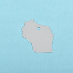 10 ALUMINUM WISCONSIN State Stamping Blanks, Shape of State, Design Metal Stamping Blanks, 31x27mm, 20 gauge, msb0422