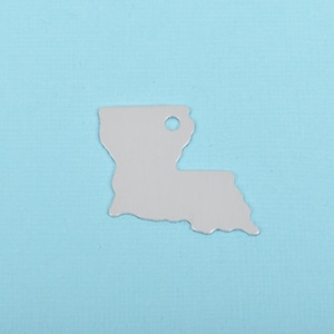 10 ALUMINUM LOUISIANA State Stamping Blanks, Shape of State, Design Metal Stamping Blanks, 32x27mm, 20 gauge, msb0425