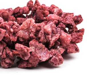 Druzy Quartz Nugget Beads, gemstone beads, agate geode beads, ROSE PINK, half strand, gdz0079