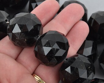 bgl1842 16 beads strand 16mm BLACK VITRAIL OVAL Faceted Crystal Glass Beads