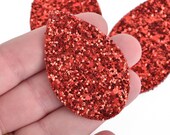 10 RED Faux Leather Teardrops GLITTER Charm Pendant Vegan Leather, 2-1 4 quot long chs4297