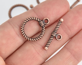 10 x 2 Piece SETS Small Silver SPIRAL TWIST Charm and Bar TOGGLE CLASPS