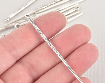 Antiqued Silver Spikes Short Metal Spike Pendant Pendulum Earring Findings Qty 9