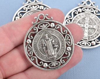Gold Relic Charm Pendants Patron Saint 29mm chs4574 5 Religious Medal Charms