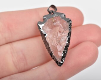 Rose Quartz Arrow Head ~25-30 mm Arrowhead Pendant Charm 1 inch 1-10 pcs 24k Gold Electroplated wholesale ap10.5 gdc solo ah