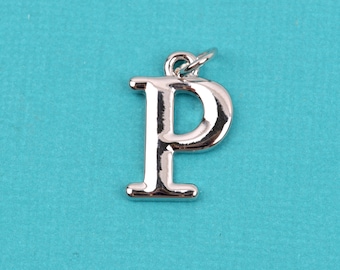 4 Letter P Greek charms rhodium plated M483