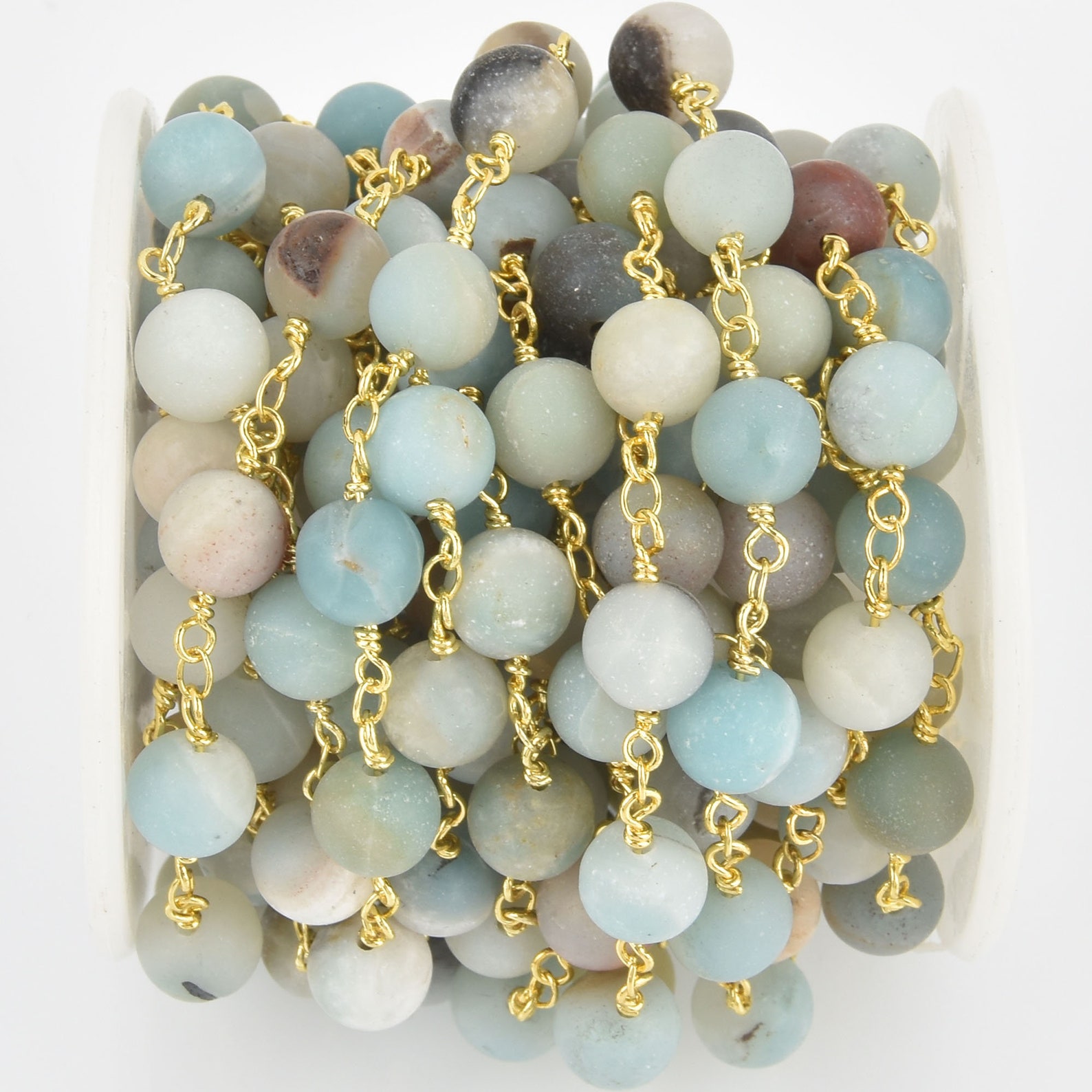 1 Yard 8mm MATTE AMAZONITE Rosary Chain Gold Wire Round Etsy