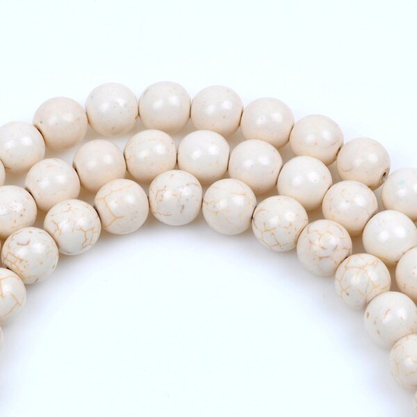 8mm Round Howlite Beads IVORY WHITE full strand 51 beads how0202