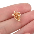 5 PINE CONE Charms, Gold Plated Charm Pendants, Pinecones, Evergreen Pine Tree, 14mm, chs3250