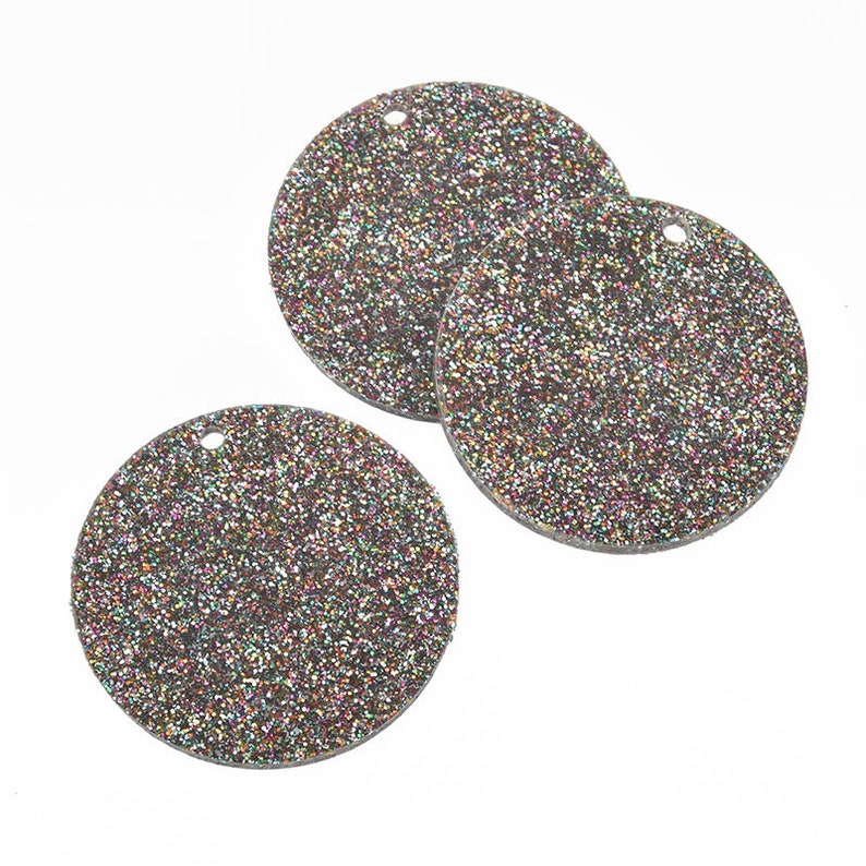 10 RAINBOW Glitter Circle Keychain Blanks 3 Laser Cut Etsy
