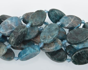 20mm Matte BLUE APATITE Beads Oval Natural gemstone Full strand 16 beads gem0091