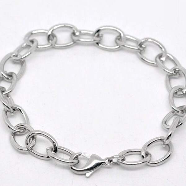 12 plata tono chunky cadena encanto pulseras 20cm . casi 8 pulgadas de largo fch0033b