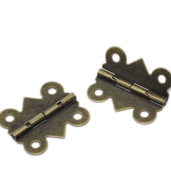 10 Antiqued Bronze Metal Hinges for Framing, Crafts  FIN0030