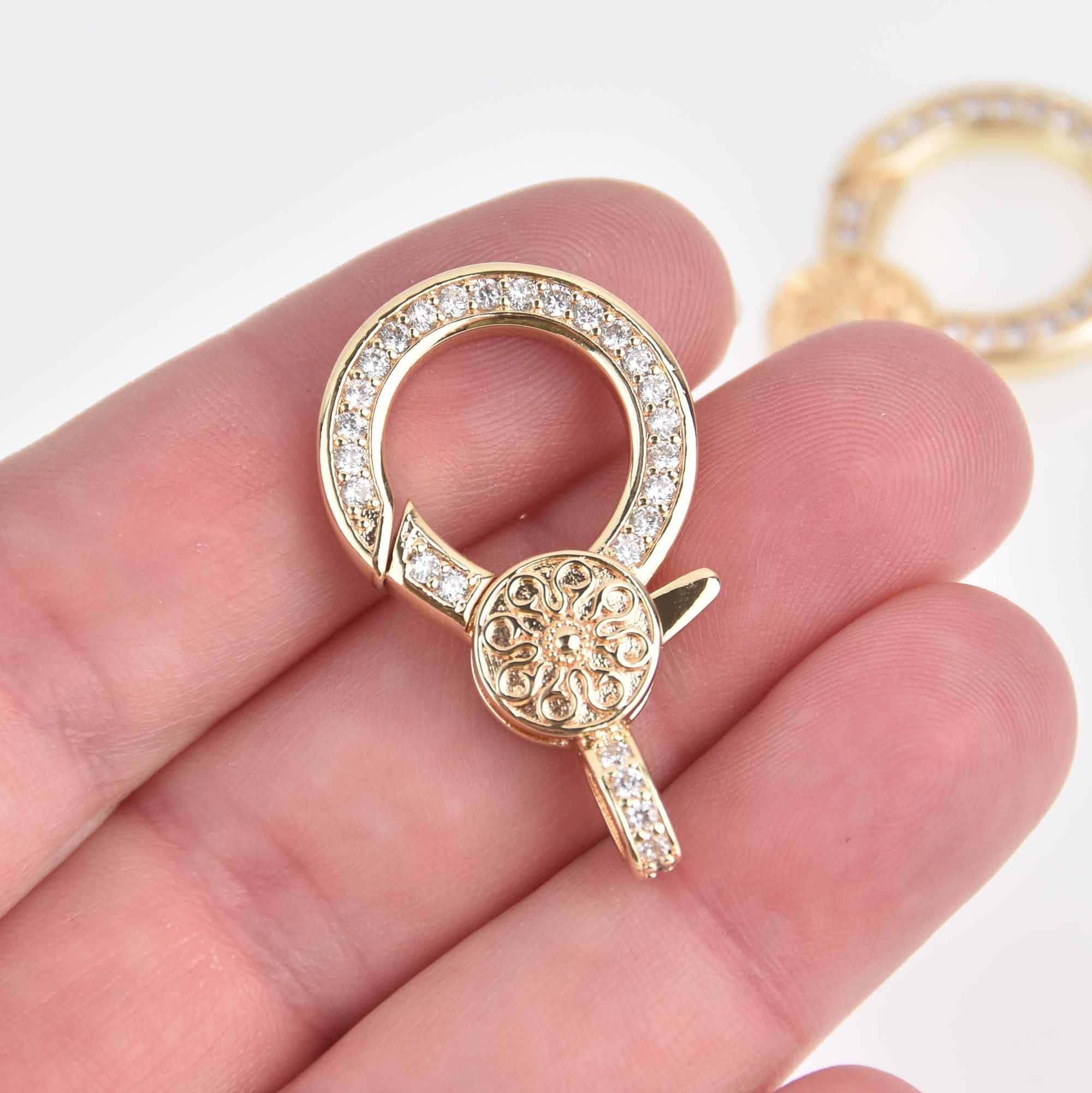 Gold Micro Pave Lobster Clasp 36mm Fcl0514 - Etsy