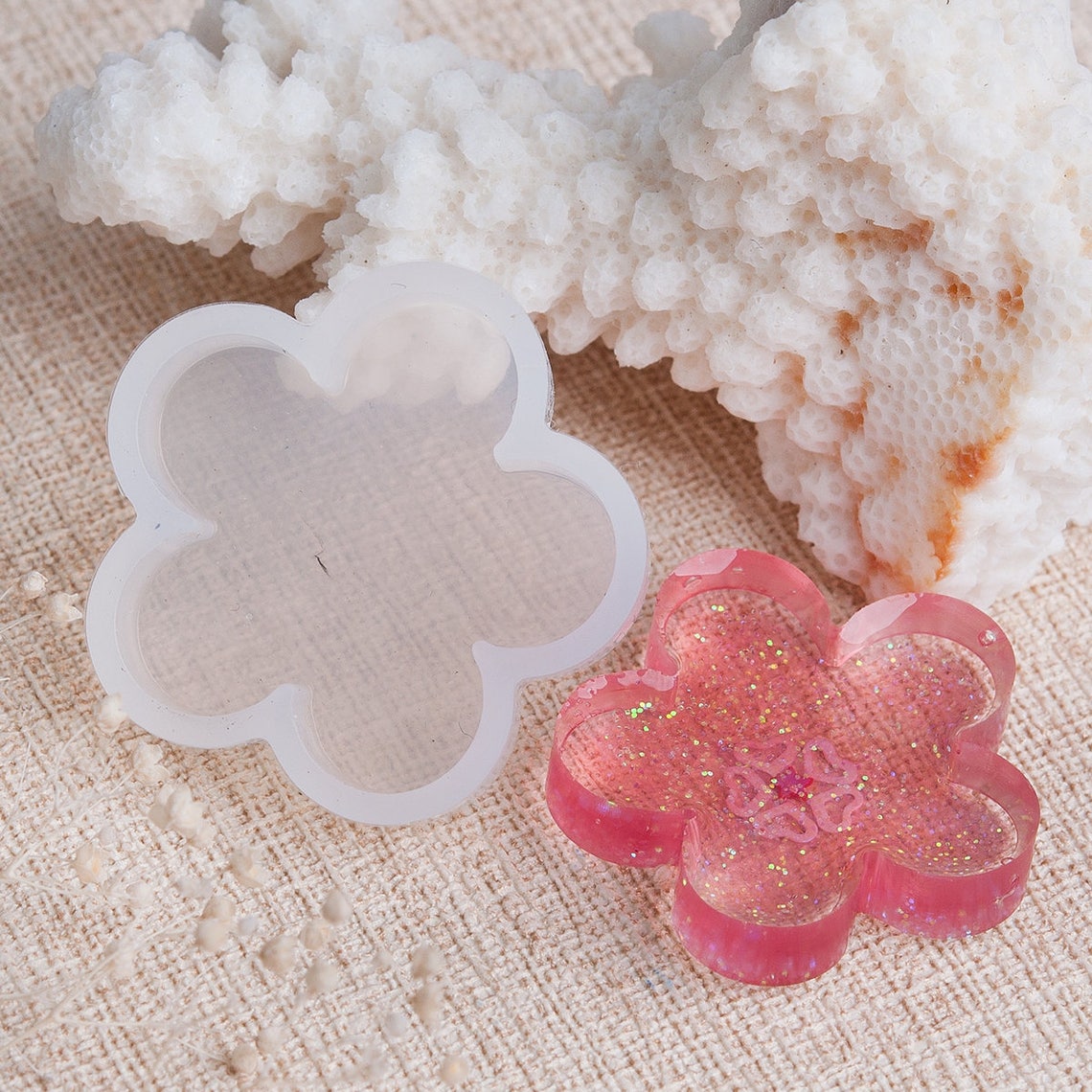 2 RESIN Flower MOLDS Silicone Mold to Make Flower 30mm Etsy