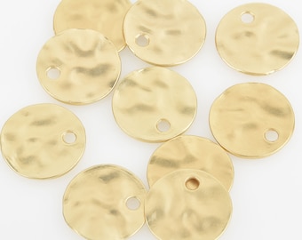 10 MATTE GOLD Hammered Coin Sequin Charms, 20mm (3/4"), chs5865