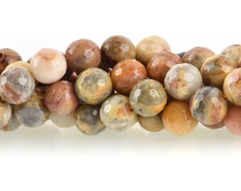 12mm CRAZY LACE AGATE Round Beads, golden yellow faceted gemstones, full strand, gag0212