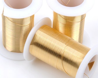 Gold CRAFT WIRE, Tarnish Resistant wire wrapping, 26 gauge, 26 ga gold wire, Bead Smith Wire, 34 yards (102 feet) spool wir0035